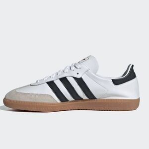 Adidas White and Black Samba Sneakers with Gum Sole